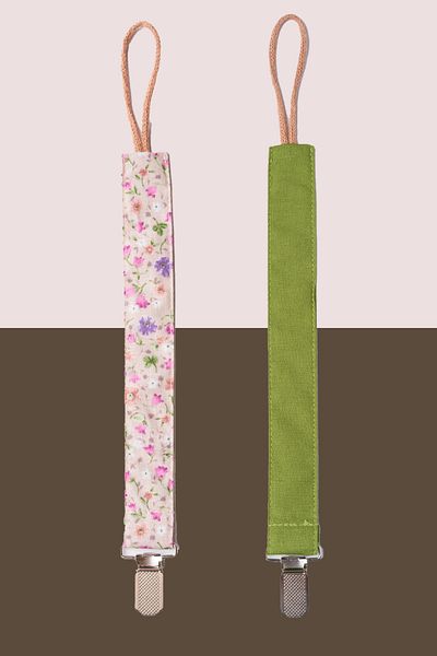 MyVera Spring Flower Mink - Walnut Green Pacifier & Strap Set 100% Cotton