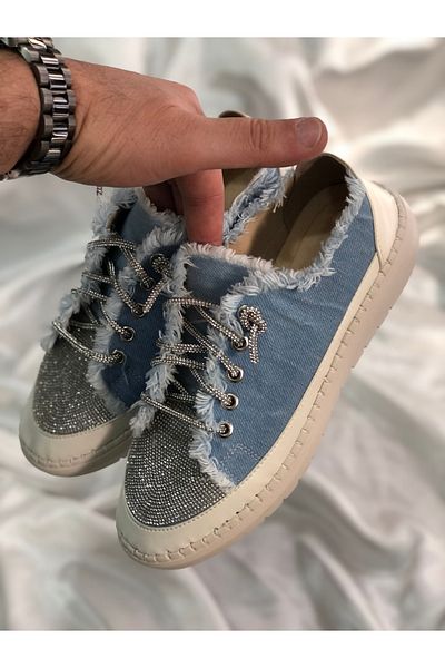 Hg Ayakkabı FLORIN JEANS BLUE STONE PANTOFI SPORT DE ZI CU ZI