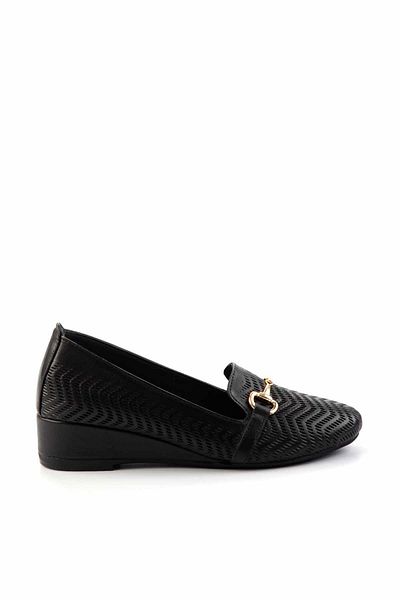 Bambi Schwarze Damenschuhe mit Keilabsatz aus echtem Leder K 01531200103