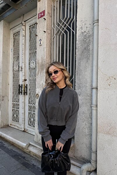 mylove سترة منفوخة مغسولة أنثراسايت