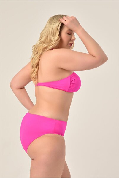 AQUAVİVA Aquaviva Women's Plus Size Fuchsia Strapless Halterneck Bikini Set