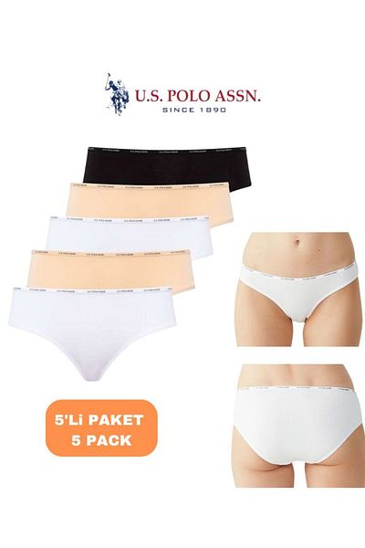 U.S. Polo Assn. Women's Fashion Girdle, 47% Modal 47% Cotton 6% Elastane High Waist 5-Pack Girdle