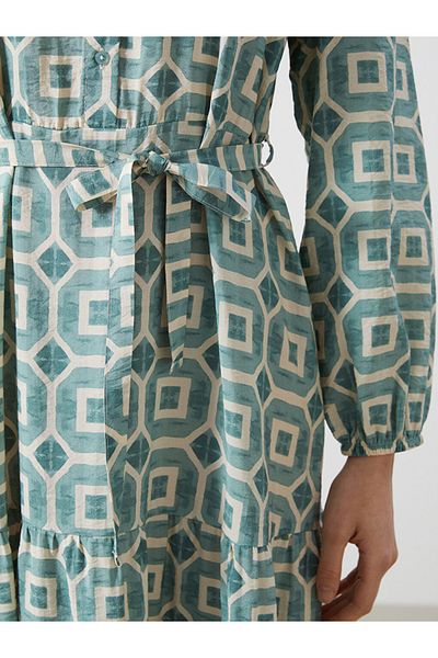 LC Waikiki LCW Modest Judge Kragen gemustertes Damenkleid
