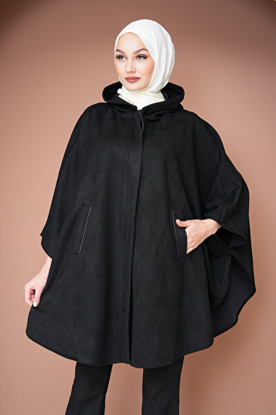 GÜLSEMALİ Süet Kumaştan Panço Standart beden  PAnço