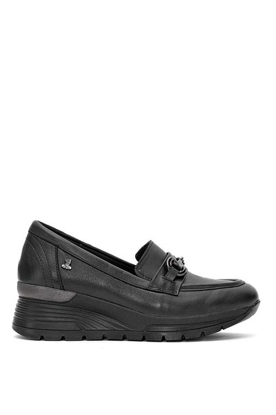 Venüs 2313054Y Pantofi de damă din piele naturală Airflow cu toc pană, negri