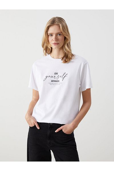 LC Waikiki Γυναικείο μπλουζάκι με στάμπα Crew Neck