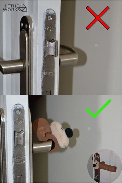 lethe works 🐶   Door Handle Protector with Plush Dog Figure - Child Safety Apparatus 🏡