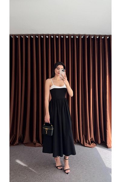HAZELANNA Rochie neagră cu garnitură în față