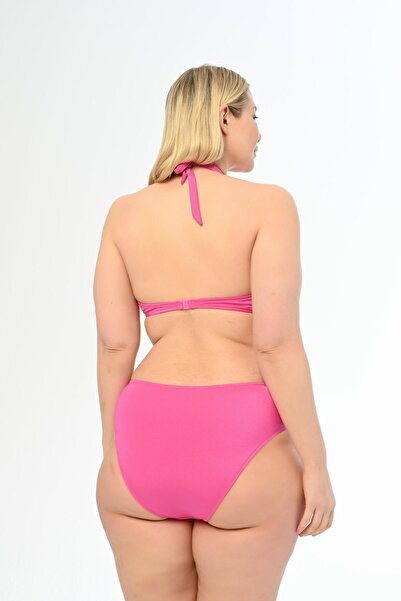 AQUAVİVA Fuchsia Pink Halterneck Large Size Bikini Set - Aquaviva