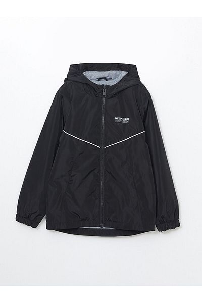 LC Waikiki Lcwk Hooded Raincoat for Boys with Reflective Detail