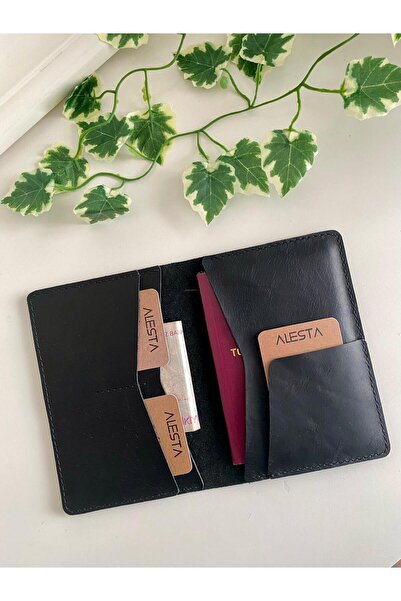 ALESTA LEATHER غطاء جواز سفر مصنوع يدويًا من الجلد الطبيعي