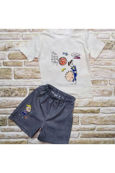little stars 1-2-3 Years Old Artillery Boy Printed Short Sleeve T-Shirt 2-Piece Baby Boy Set