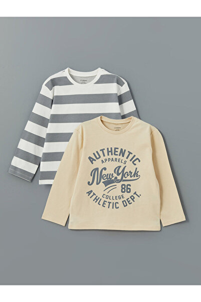 LC Waikiki Nevavm Oval Collar Printed Boys' T-Shirt 2-Pack