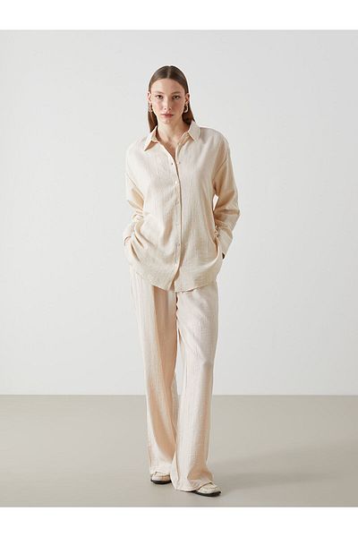 LC Waikiki Cămașă de damă cu textura oversize Crinkle