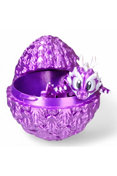 Store Hareketli Ejderha Figürü - Yumurta Kutusuyla - Parlak Mor