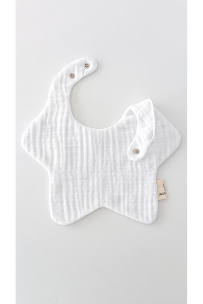 O&G Collection 2-Piece Star Gray-Byz 100% Cotton Organic 8-Layer Muslin Baby Drool Bib / Feeding Bib / Nickel Free