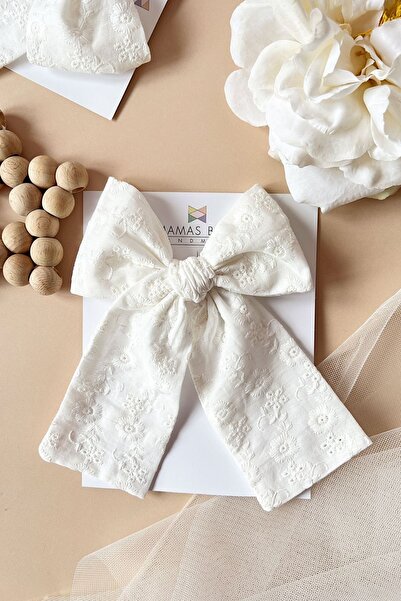 MAMASBOW Çocuk Ve Yetişkin Beyaz Fisto Fiyonk Klips Toka