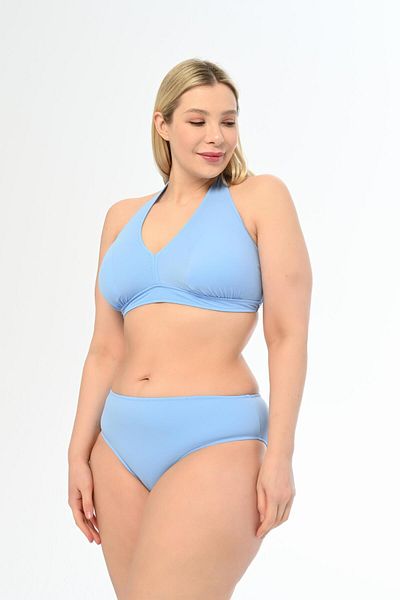 AQUAVİVA Set Bikini Triunghi Cu Halterneck Albastru Marime Plus Aquaviva - Elena