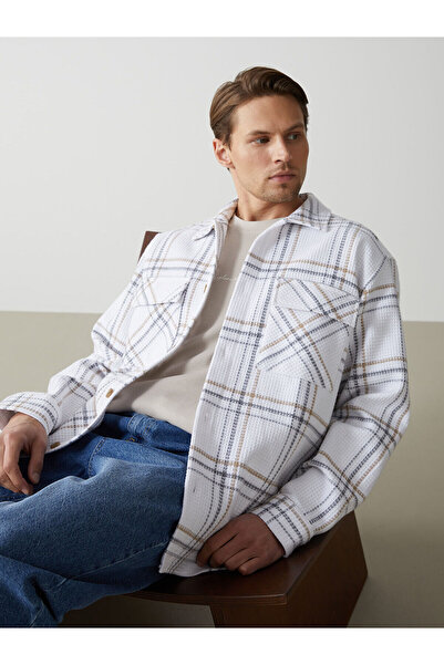 LC Waikiki Nevavm Regular Fit Plaid Wool Blend Men's Shirt Jacket with Differ...