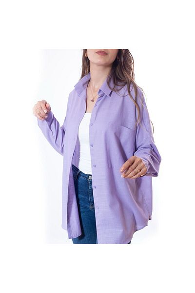 Style Cămașă lungă de in oversize Liliac