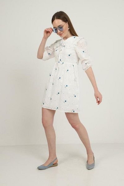 KAZAK Indigo Baby Collar Embroidered Dress