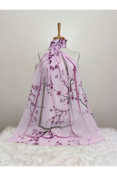 REMOMODA Gradient Flower Patterned Chiffon Shawl