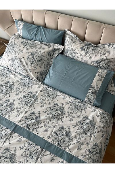 Zeren Home Set cuvertură de pilota cu model floral și detaliu de țevi, 6 bucăți