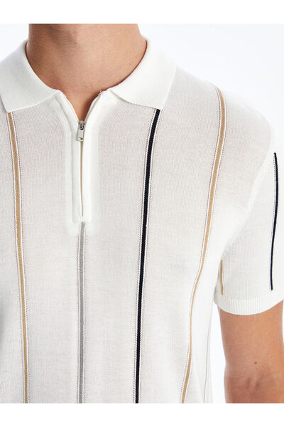 LC Waikiki Polo Neck Short Sleeve Striped Men's Knitwear Sweater