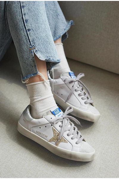 TubiBella White Women's Shoes with Yellow Star Patterned Stones