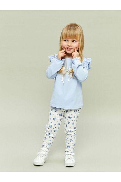 LC Waikiki Baby Girl Blouse and Leggings with Ribbon Detail, Pack of 2