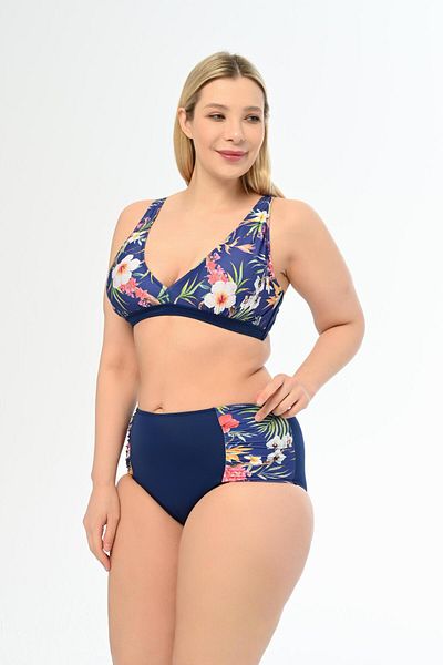 AQUAVİVA High Waist Butterfly Pattern Large Size Women's Bikini Set - Aquaviva