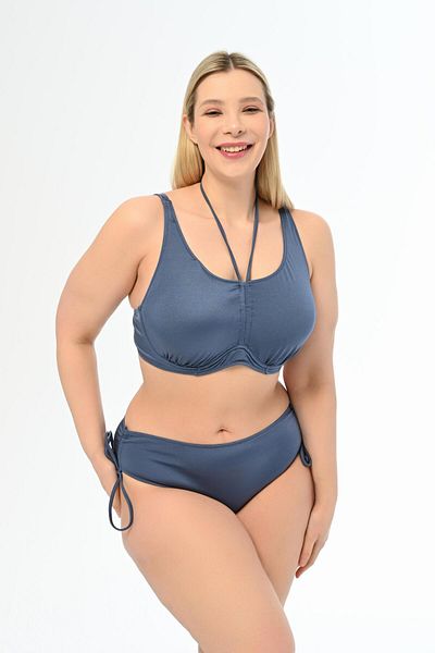 AQUAVİVA Aquaviva Women Indigo Plus Size Azura Gathering Sliding Bikini Set