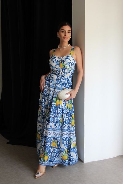 Julidress Lemon Ethnic Patterned Strapless Neck Belted Midi Length Premium Dress