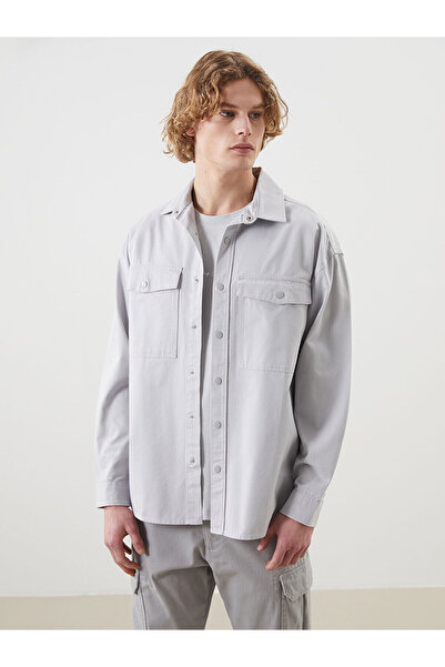 LC Waikiki Jachetă cămașă pentru bărbați din gabardină, cu mânecă lungă, conf...