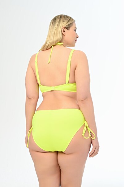 AQUAVİVA Aquaviva Kadın Neon Sarı Büyük Beden Azura Toparlayıcı Sürgülü Bikini Takımı