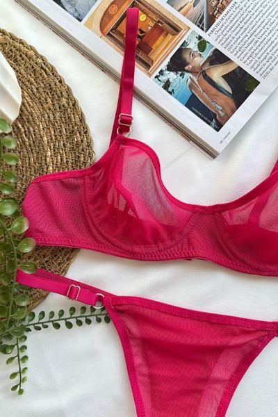 Rubuvi Lora Fuchsia Tulle Bralet and Dowry Bra Set - Women's Underwear and Lingerie