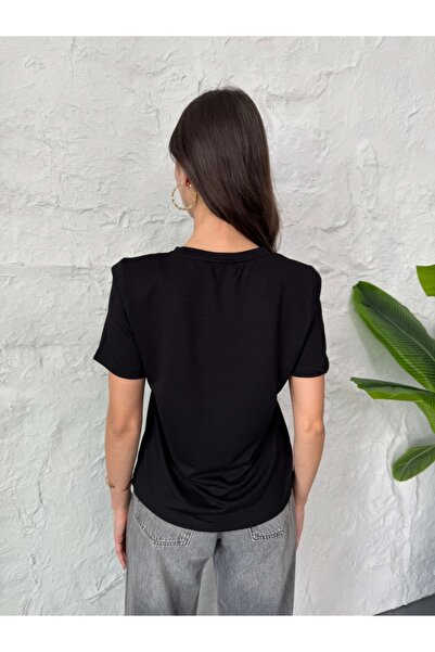 Elif Özbey Butik Black Padded Modal Tshirt