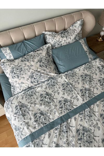 Zeren Home Set cuvertură de pilota cu model floral și detaliu de țevi, 6 bucăți