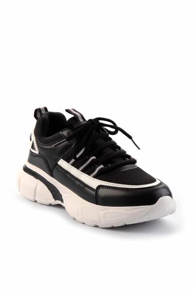 Bambi Siyah Beyaz Kadın Sneaker K01478103609