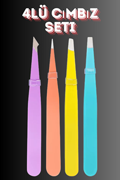 Uni zer 4lü Cımbız Seti Kaş Bıyık Temizleme Seti Batık Temizleme ve Yan Uçlu ...