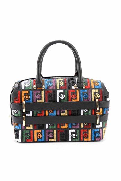 Bambi Siyah Çok Renkli Kadın El Çantası C06619540009