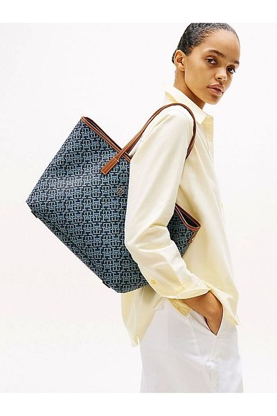 Tommy Hilfiger Th Monoplay Leather Tote Women Shoulder Bag Aw0Aw17416Dw6