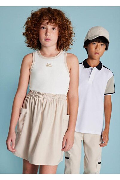 MAYORAL Beige Ribbed Dress
