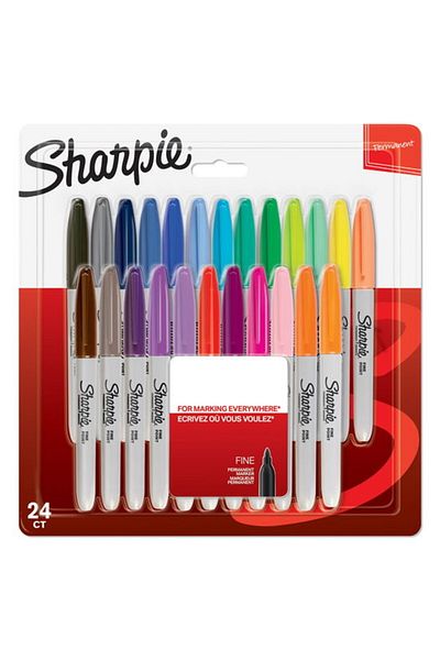 Sharpie أقلام تحديد دائمة من شاربي برأس رفيع [عبوة من ٢٤]