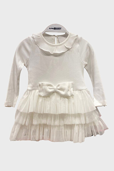 Breeze Kat Kat Tüllü Elbise - Beyaz