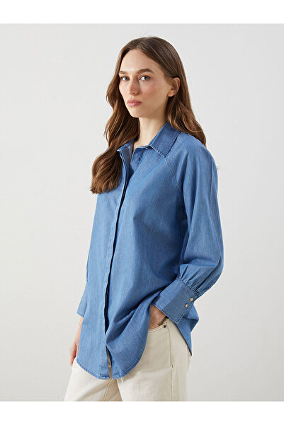 LC Waikiki Peak New Season Shirt Collar Women's Jean Tunic