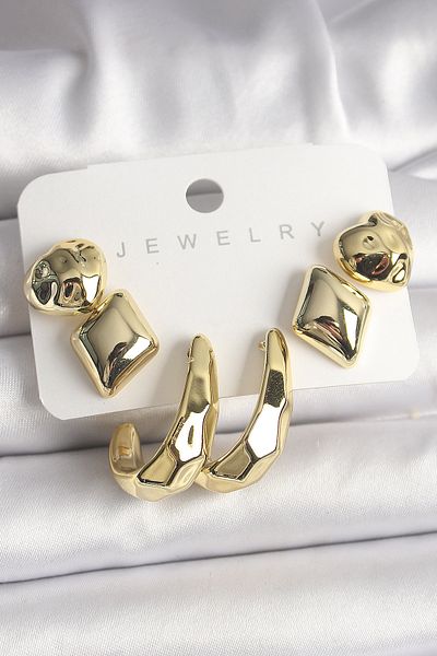 costurera Gold Color Heart Hoop Model Ccb Plastic Women's Earring Set - Tj-Bkp10020