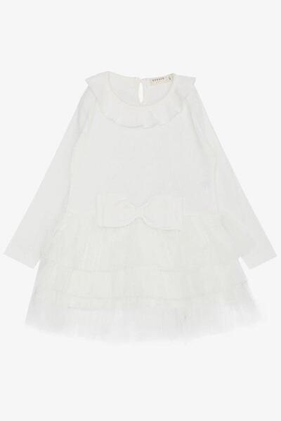 Breeze Kat Kat Tüllü Elbise - Beyaz