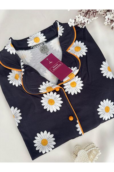 MH Moony Homewears 2-Piece Orange Daisy Combed Cotton Pajama Set