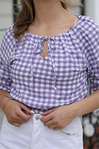 rapellin Lacing Detailed Crop Μπλούζα 1736 Μωβ